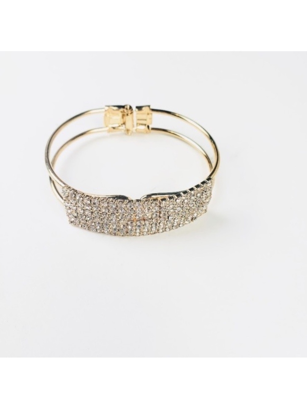 Gold Tone Rhinestone Statement Bracelet - Picture 2 of 5
